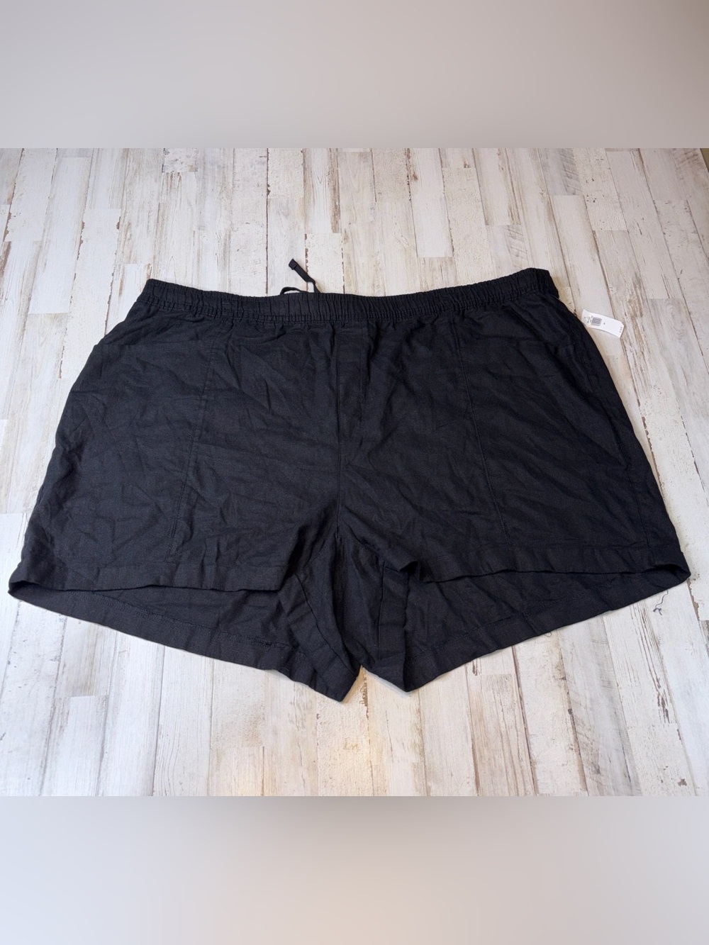 Old Navy Linen High-rise Black  Drawstring Shorts plus size 4X NWT!